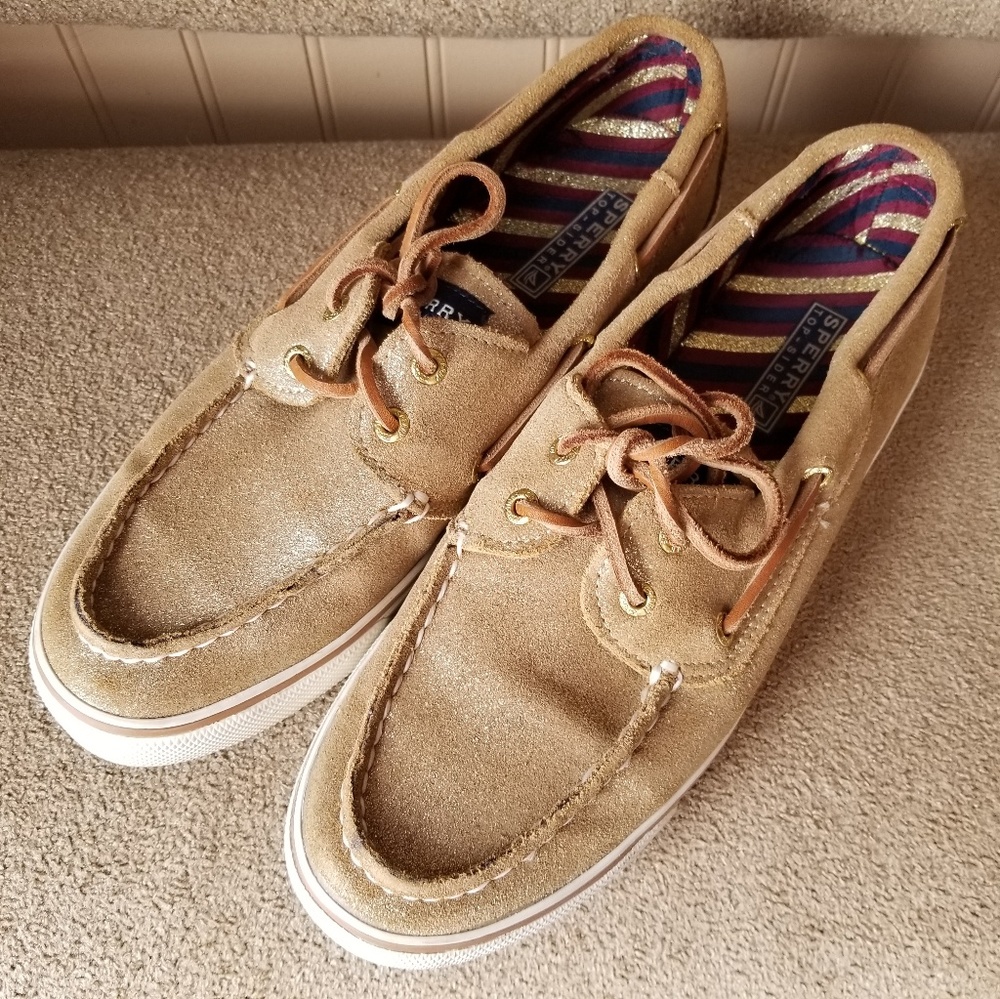 Sperry loafers size 8 gold sparkle leather
